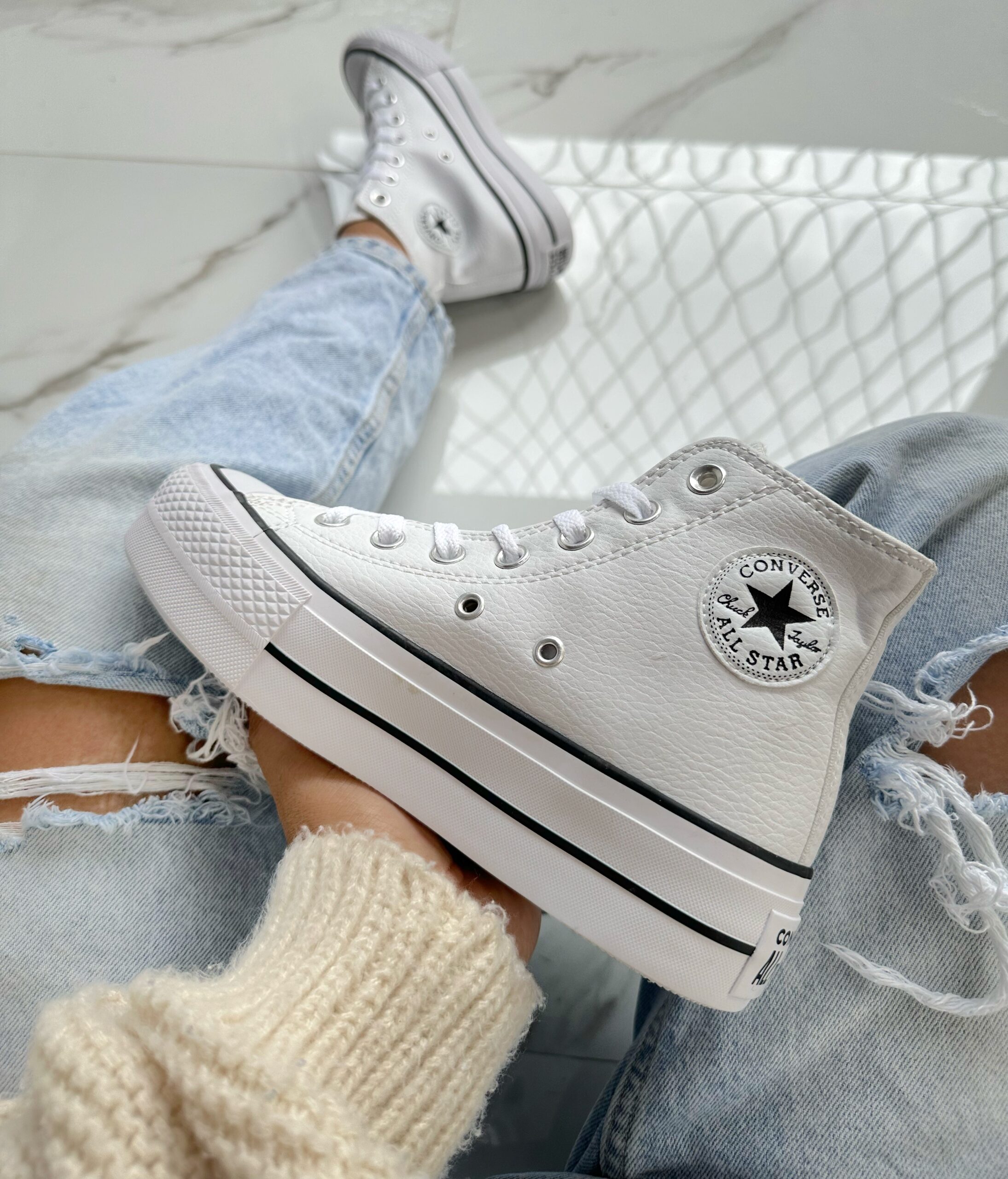 converse cuero negras plataforma
